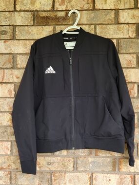 adidas Black Youth Large Bomber Jacket with White Logo